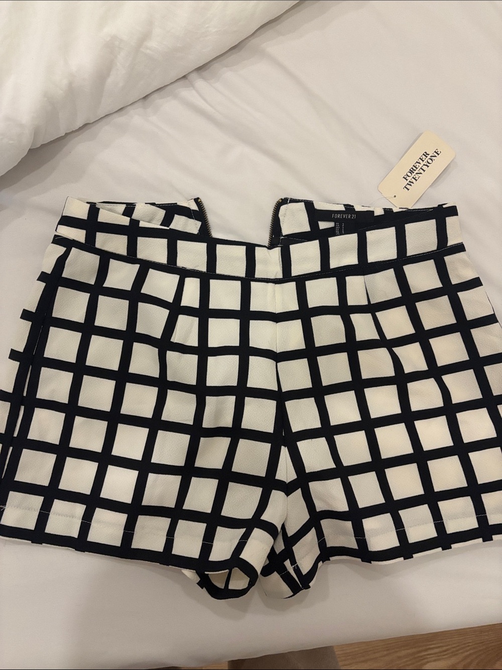 Forever 21 Black & White Grid High-Waist Women’s Shorts
